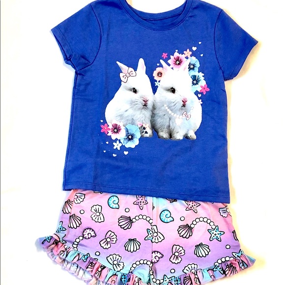 Garanimals Other - Girls Bunny T Shirt and Seashell Shorts